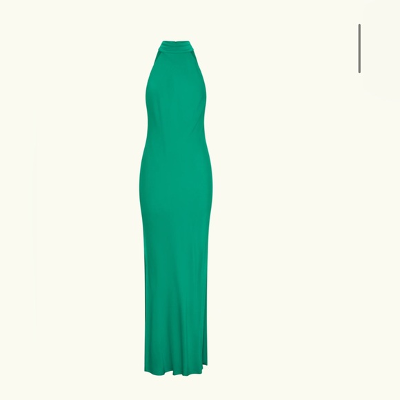 NWT Meshki Claire Satin Drape Back Maxi Dress with Split in Green SIZE S - Picture 8 of 8